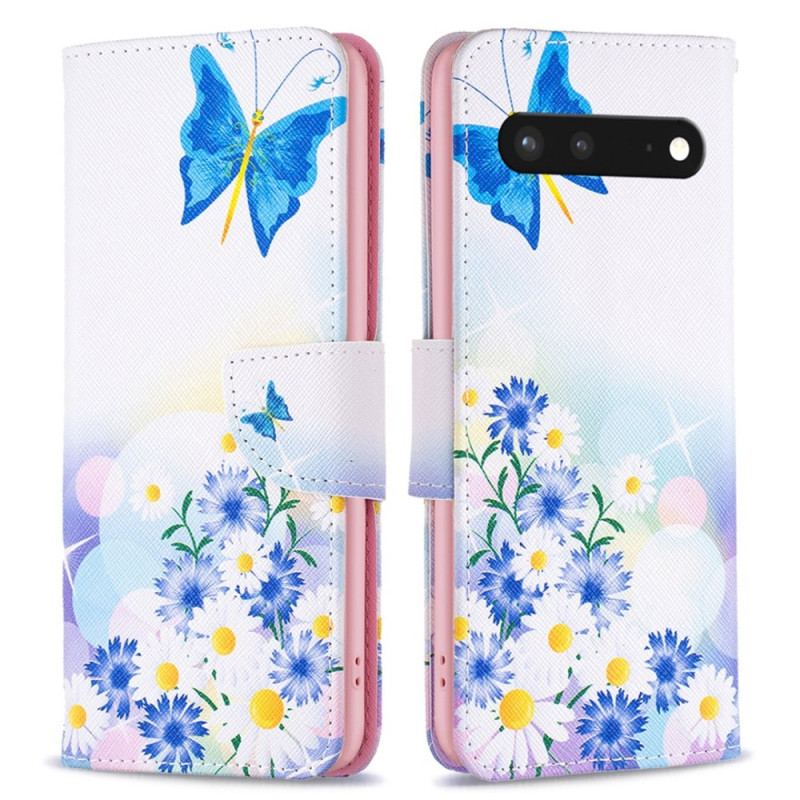 Capa Folio Para Google Pixel 7 Aquarela Borboletas