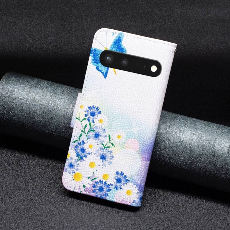 Capa Folio Para Google Pixel 7 Aquarela Borboletas