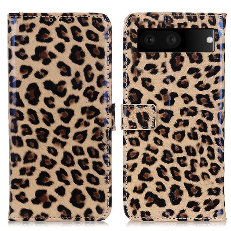 Capa Folio Para Google Pixel 7 Efeito Pele De Leopardo