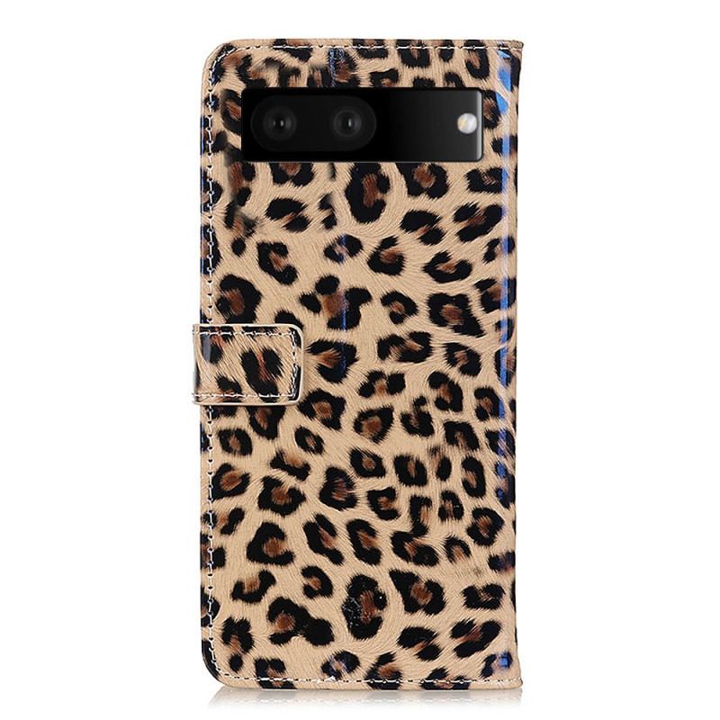 Capa Folio Para Google Pixel 7 Efeito Pele De Leopardo