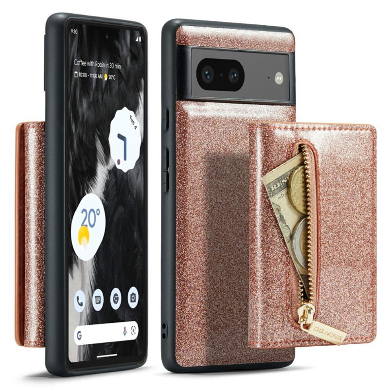 Capa Para Google Pixel 7 Porta-cartões Destacável Com Glitter