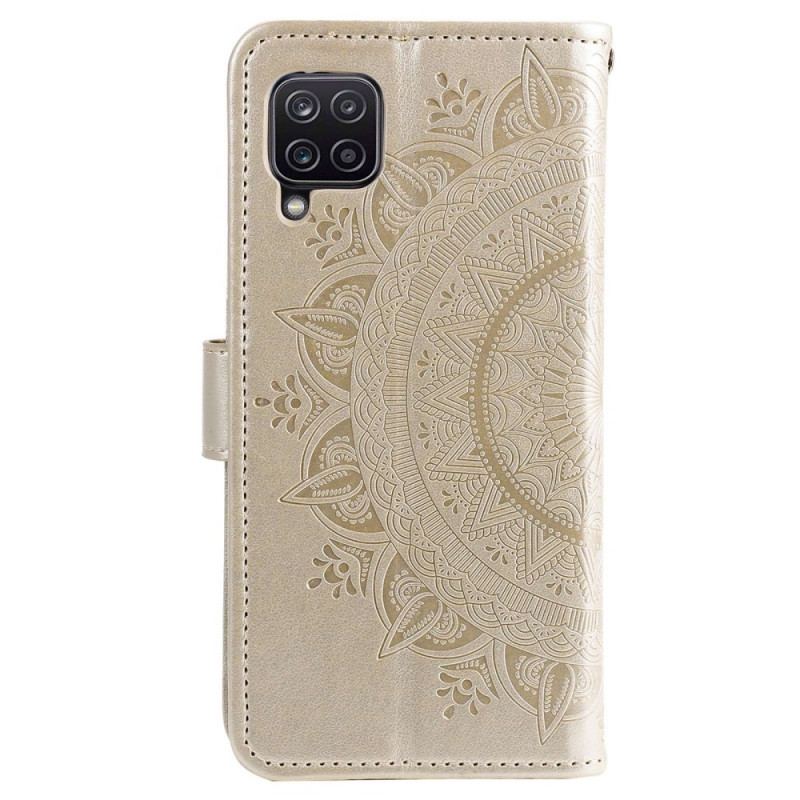 Capa De Couro Para Samsung Galaxy M33 5G De Cordão Mandala Do Sol Strappy