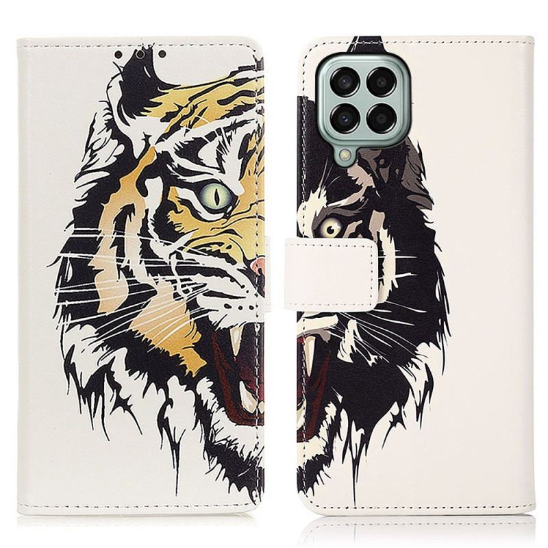 Capa De Couro Para Samsung Galaxy M33 5G Tigre Feroz