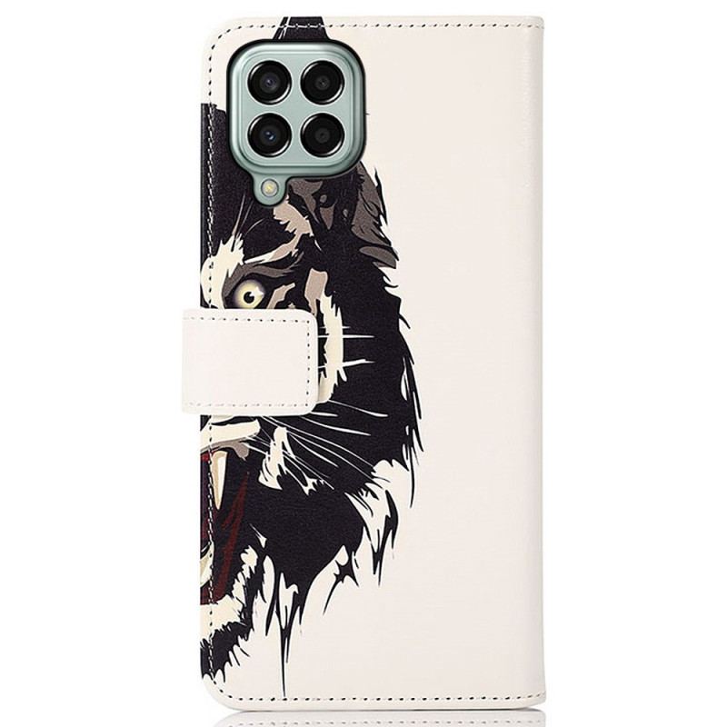 Capa De Couro Para Samsung Galaxy M33 5G Tigre Feroz