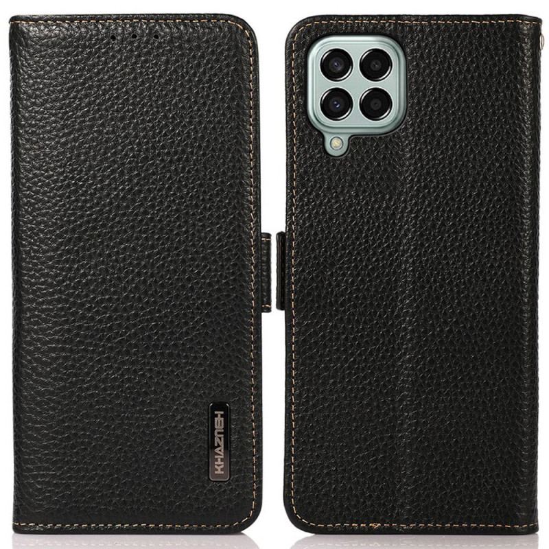 Capa Em Pele Para Samsung Galaxy M33 5G Couro De Lichia Khazneh Rfid