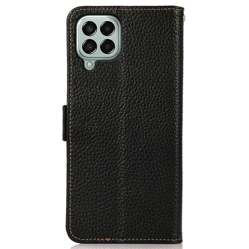 Capa Em Pele Para Samsung Galaxy M33 5G Couro De Lichia Khazneh Rfid