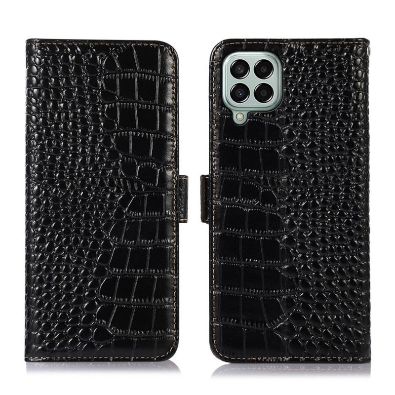 Capa Em Pele Para Samsung Galaxy M33 5G Rfid Estilo Crocodilo