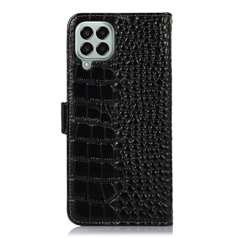 Capa Em Pele Para Samsung Galaxy M33 5G Rfid Estilo Crocodilo