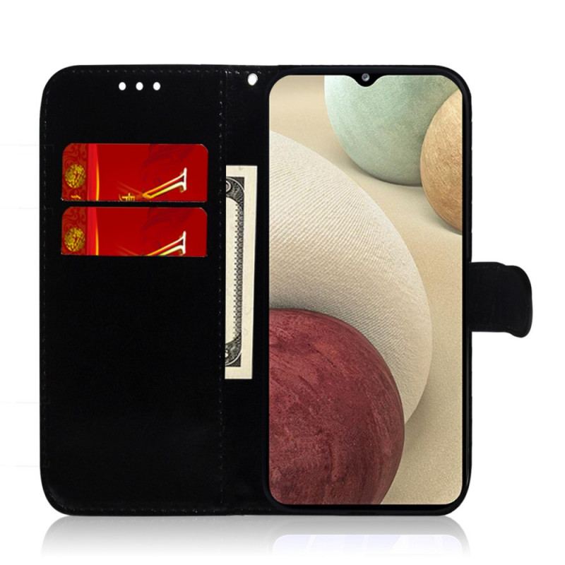 Capa Flip Para Samsung Galaxy M33 5G Espelho E Cordão