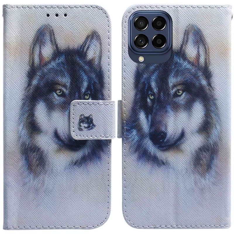 Capa Folio Para Samsung Galaxy M33 5G Cachorro Aquarela