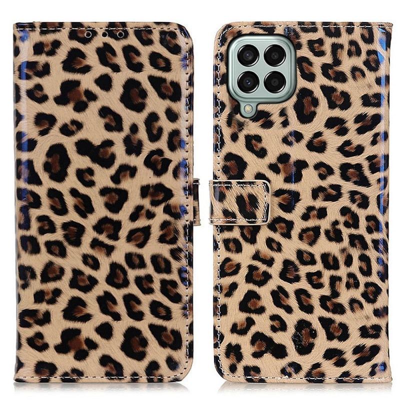 Capa Folio Para Samsung Galaxy M33 5G Pequeno Efeito Leopardo