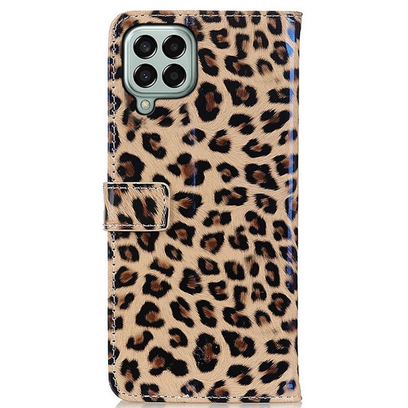 Capa Folio Para Samsung Galaxy M33 5G Pequeno Efeito Leopardo