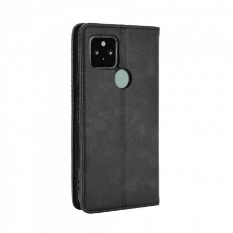 Capa De Celular Para Google Pixel 5 Flip Efeito Couro Vintage Estilizado