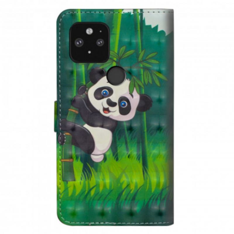 Capa Folio Para Google Pixel 5 Panda E Bambu