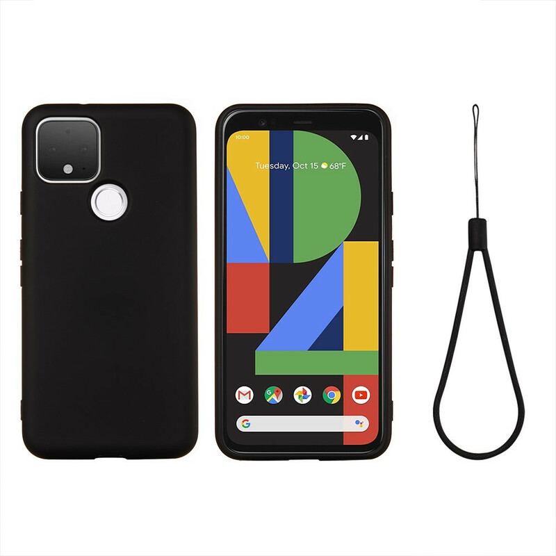 Capa Para Google Pixel 5 Design De Silicone Líquido Com Cordão