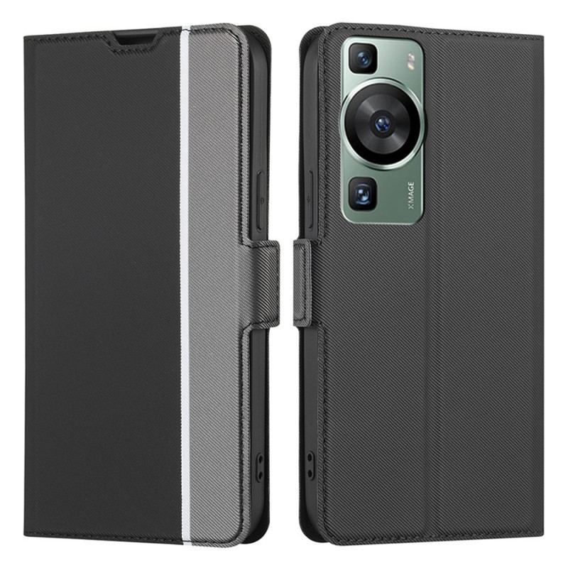 Capa De Couro Para Huawei P60 Pro Dois Tons