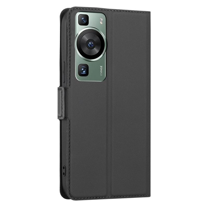 Capa De Couro Para Huawei P60 Pro Dois Tons