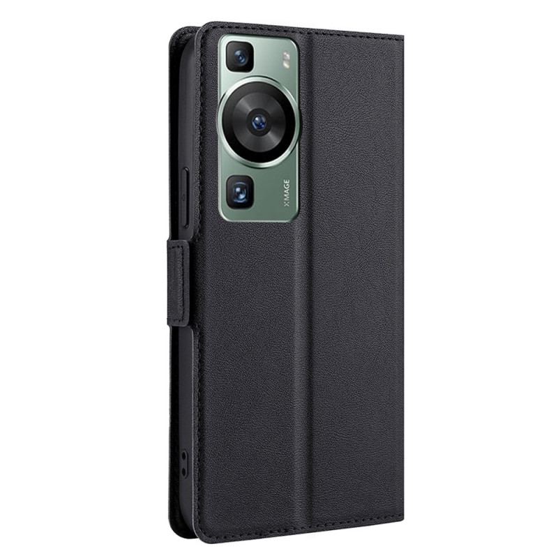 Capa De Couro Para Huawei P60 Pro Efeito Couro