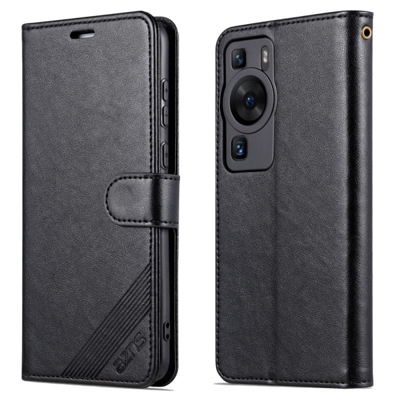 Capa De Couro Para Huawei P60 Pro Efeito Couro Azns