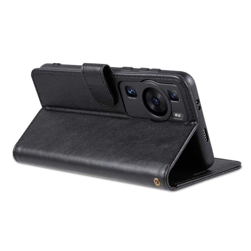 Capa De Couro Para Huawei P60 Pro Efeito Couro Azns