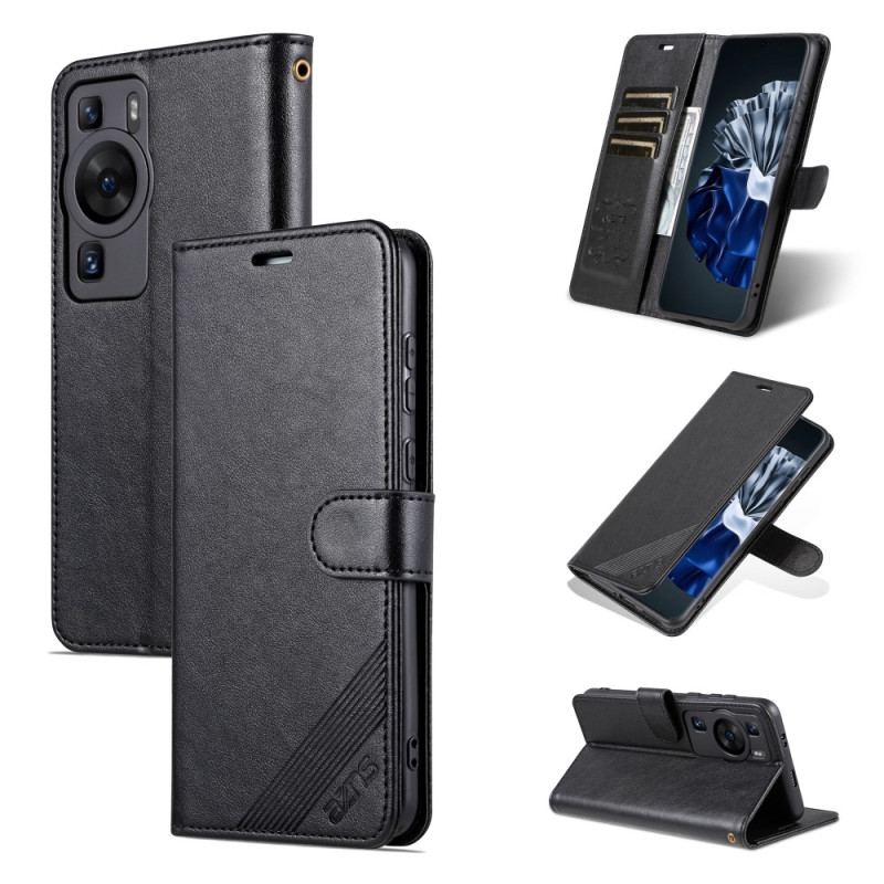 Capa De Couro Para Huawei P60 Pro Efeito Couro Azns