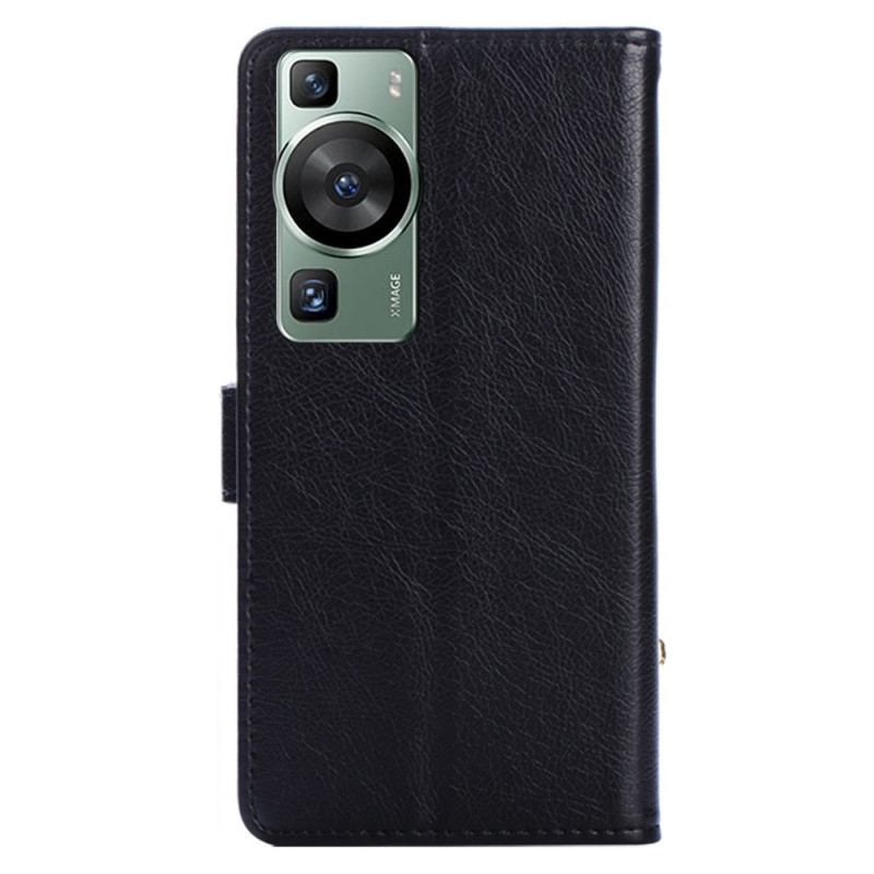 Capa De Couro Para Huawei P60 Pro Porta-moedas Com Zíper