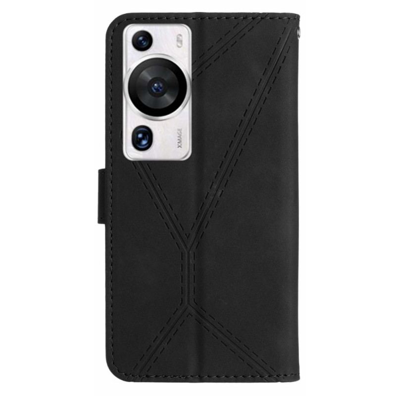 Capa Em Pele Para Huawei P60 Pro Linha Efeito Couro