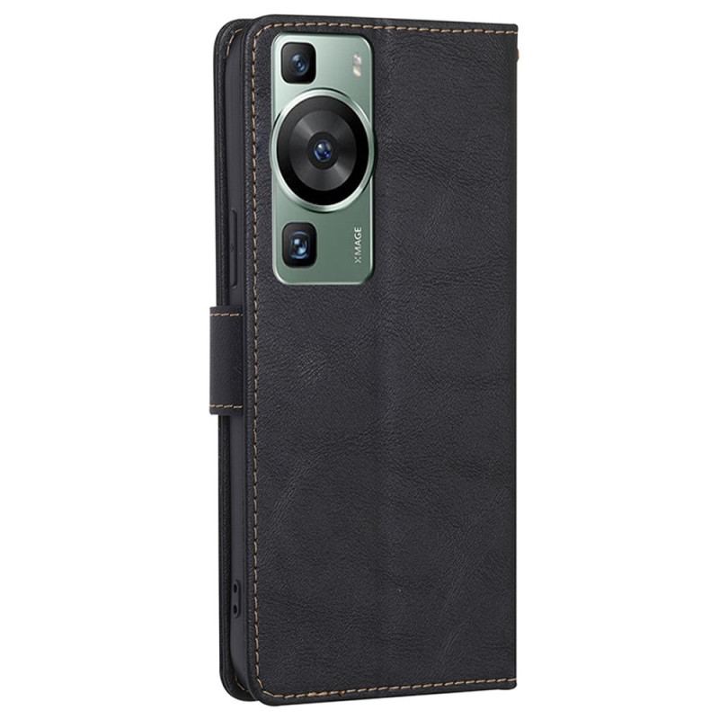 Capa Em Pele Para Huawei P60 Pro Rfid Clássico