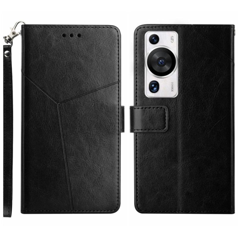 Capa Flip Para Huawei P60 Pro De Cordão Design De Alça Em Y