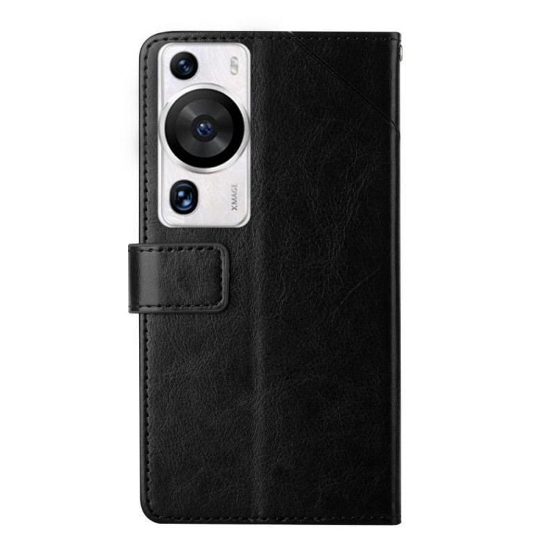 Capa Flip Para Huawei P60 Pro De Cordão Design De Alça Em Y