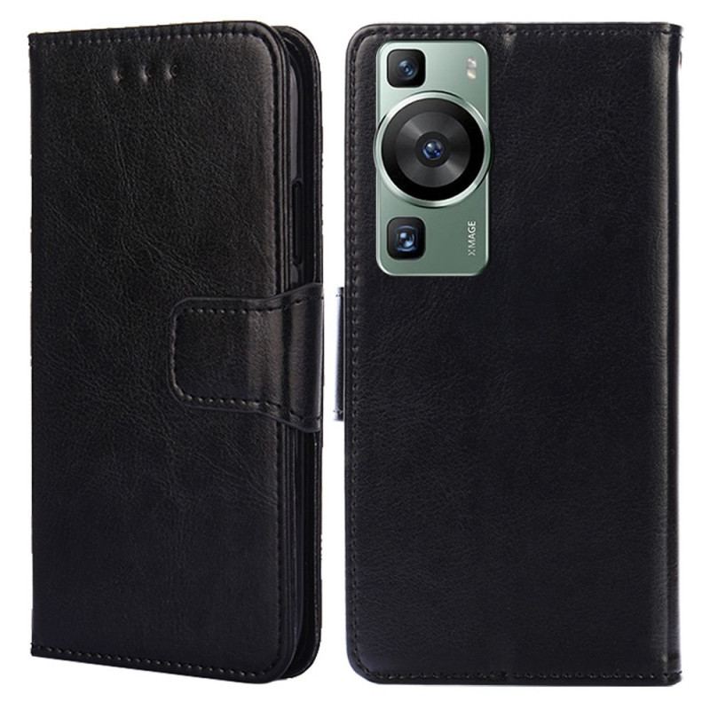 Capa Flip Para Huawei P60 Pro Couro Sintético Retrô