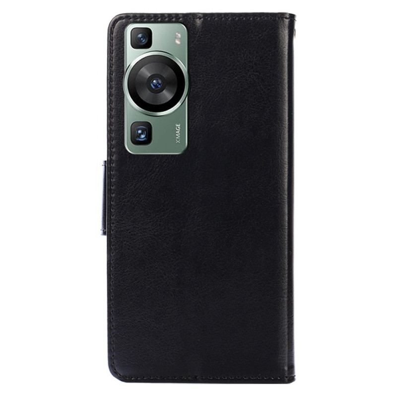 Capa Flip Para Huawei P60 Pro Couro Sintético Retrô