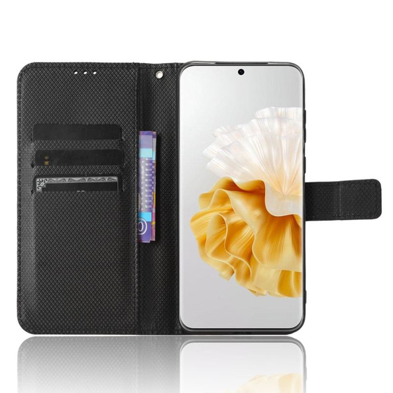 Capa Folio Para Huawei P60 Pro De Cordão Couro Sintético Estiloso Com Alça