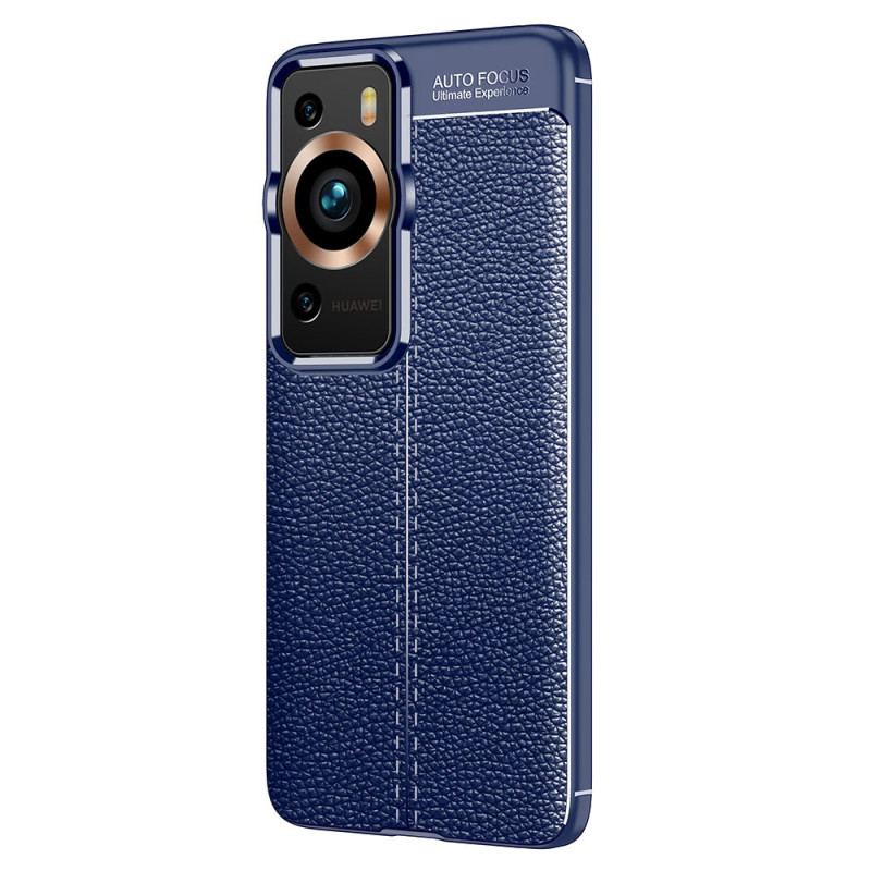 Capa Para Huawei P60 Pro Efeito Couro Lichia Linha Dupla