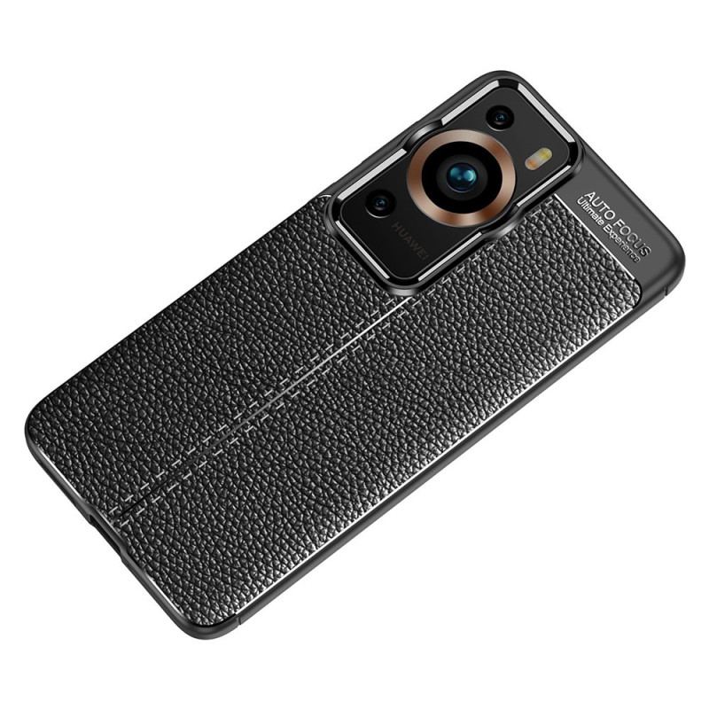 Capa Para Huawei P60 Pro Efeito Couro Lichia Linha Dupla