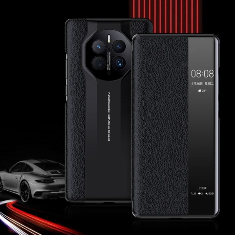 Capa De Celular Para Huawei Mate 50 Pro Couro Sintético De Lichia