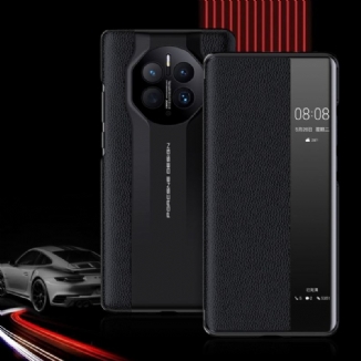 Capa De Celular Para Huawei Mate 50 Pro Couro Sintético De Lichia