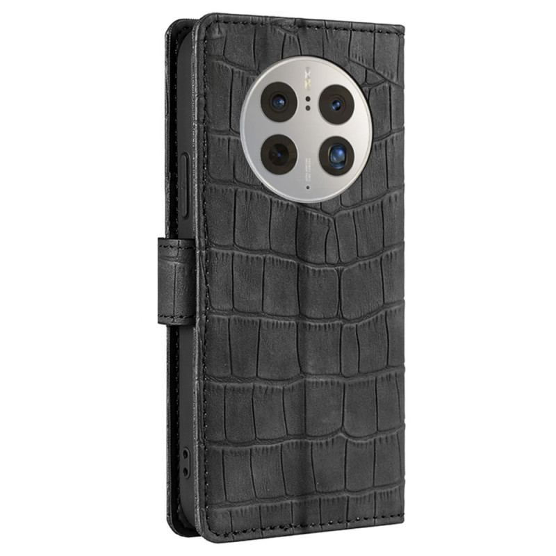 Capa De Couro Para Huawei Mate 50 Pro Crocodilo