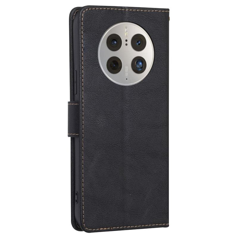 Capa Em Pele Para Huawei Mate 50 Pro Efeito Couro Couture