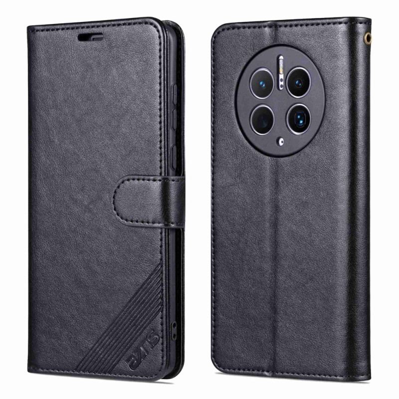 Capa Folio Para Huawei Mate 50 Pro Efeito Couro Azns