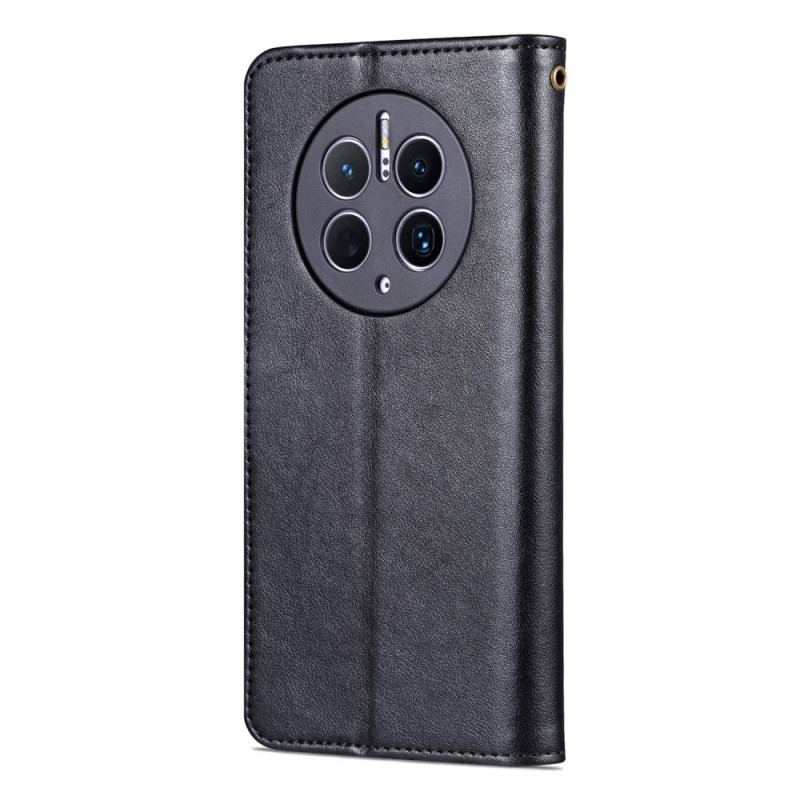 Capa Folio Para Huawei Mate 50 Pro Efeito Couro Azns