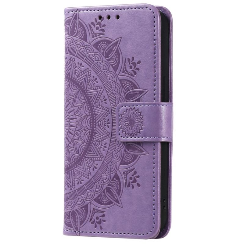 Capa Folio Para Huawei Mate 50 Pro Mandala Sol Com Cordão