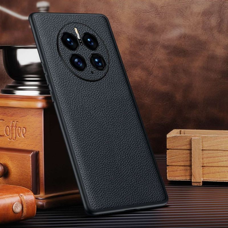 Capa Para Huawei Mate 50 Pro Couro Lichia Genuíno