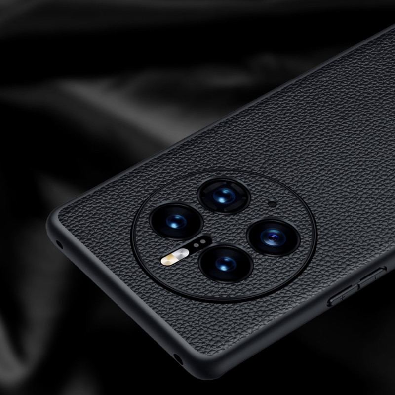 Capa Para Huawei Mate 50 Pro Couro Lichia Genuíno