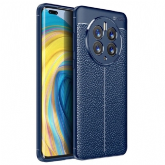 Capa Para Huawei Mate 50 Pro Linha Dupla Efeito Couro Litchi