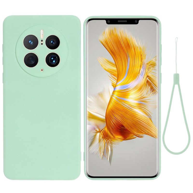 Capa Para Huawei Mate 50 Pro Silicone Líquido Com Cordão