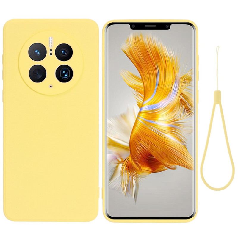 Capa Para Huawei Mate 50 Pro Silicone Líquido Com Cordão