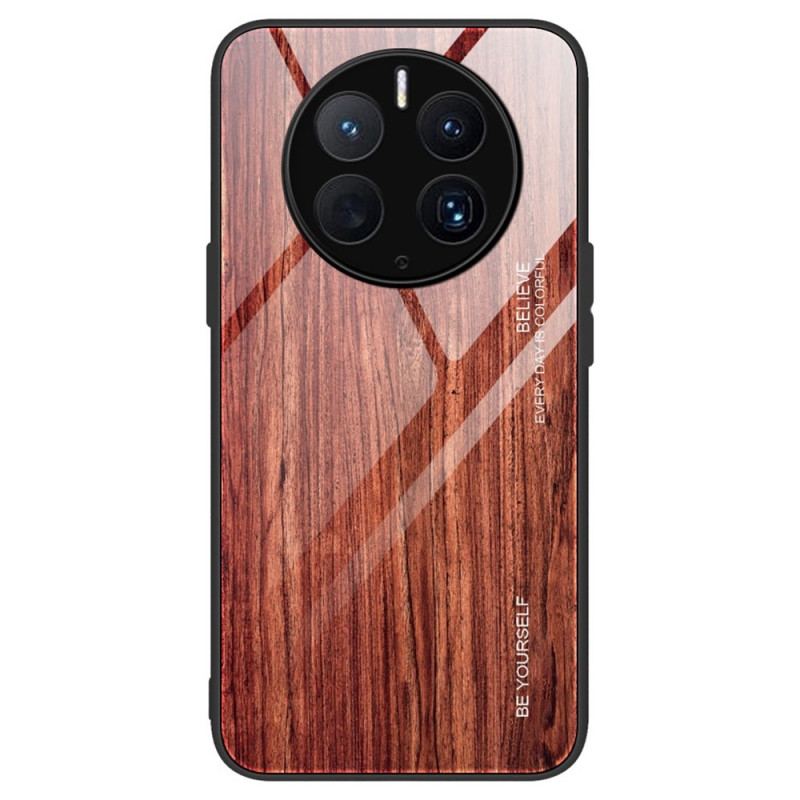 Capa Para Huawei Mate 50 Pro Vidro Temperado Com Design De Madeira