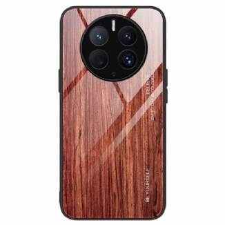 Capa Para Huawei Mate 50 Pro Vidro Temperado Com Design De Madeira