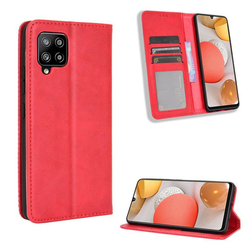 Capa De Celular Para Samsung Galaxy A42 5G Flip Efeito Couro Vintage Estilizado